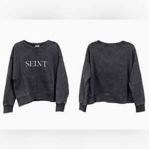 Seint Black Oversized Sweatshirt Long Crop